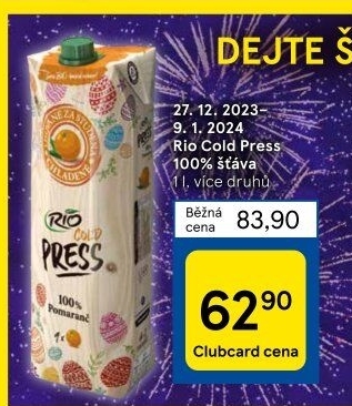 Šťáva 100% čerstvá Rio Cold Press