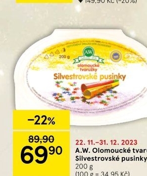 Sýr tvarůžky olomoucké silvestrovské pusinky A.W.