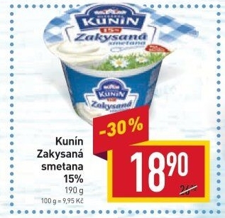 Zakysaná smetana Mlékárna Kunín 15%