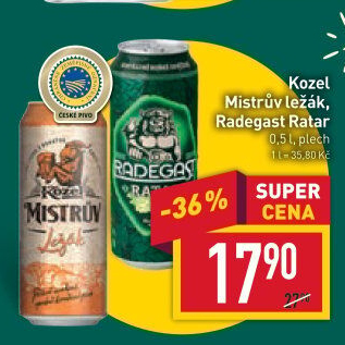 Pivo světlé výčepní Ratar Radegast