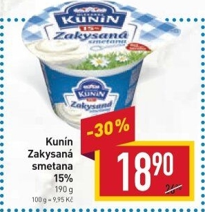 Zakysaná smetana Mlékárna Kunín 15%