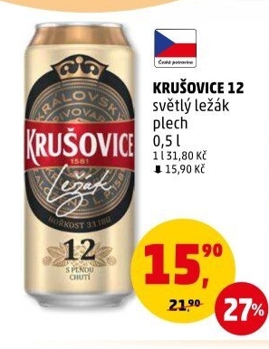 Pivo světlé Královský ležák 12° Krušovice