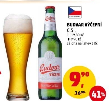 Pivo světlé výčepní Budweiser Budvar