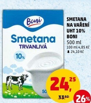 Smetana na vaření Boni 10%