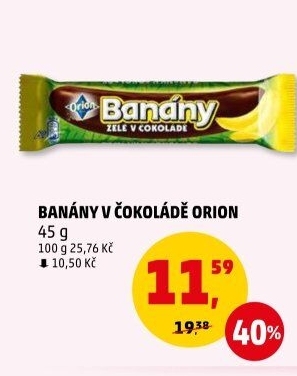 Tyčinka Banány v čokoládě Orion