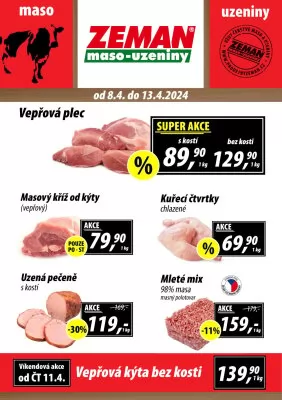 akční leták ZEMAN maso - uzeniny 8.4.2024-13.4.2024