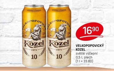 Pivo světlé výčepní 10°Velkopopovický Kozel