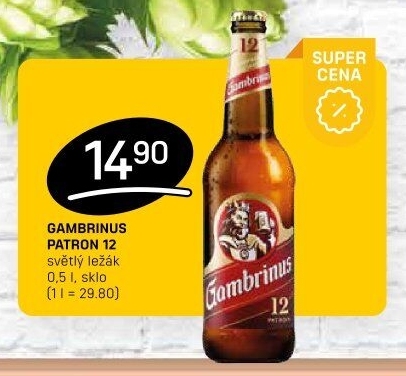 Pivo světlý ležák 12° Patron Gambrinus