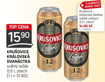 Pivo světlé Královský ležák 12° Krušovice