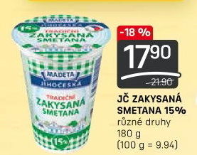 Smetana zakysaná Jihočeská Madeta 15%