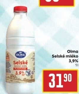 Mléko čerstvé selské Olma - 3,9% plnotučné