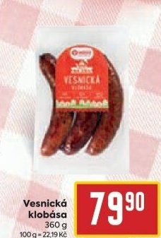 Vesnická klobása Maso Uzeniny Písek