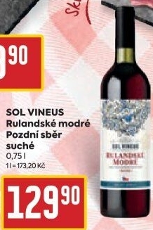 Víno Rulandské modré Sol Vineus - pozdní sběr