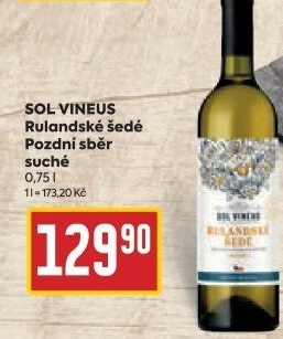 Víno Rulandské šedé Sol Vineus - pozdní sběr