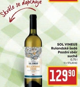 Víno Rulandské šedé Sol Vineus - pozdní sběr
