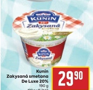Zakysaná smetana de luxe Mlékárna Kunín 20%