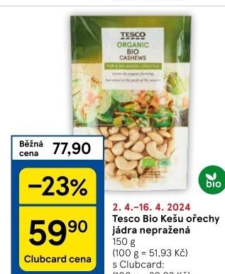 Kešu bio Tesco Organic