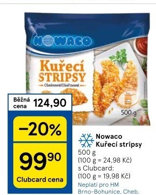 Kuřecí stripsy mražené Nowaco