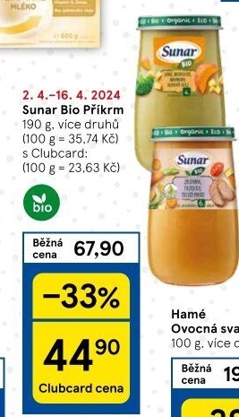 Masozeleninový příkrm bio Sunar