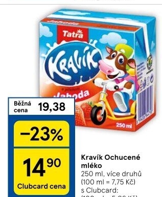 Nápoj mléko ochucené Kravík Tatra