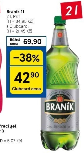 Pivo světlý ležák 11° Jedenáctka Braník