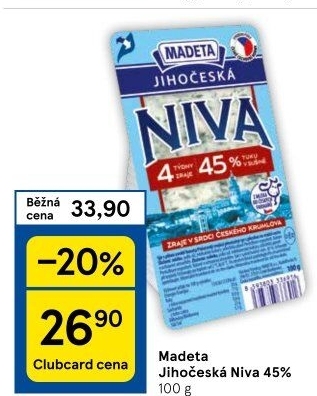 Sýr Niva Jihočeská 45% Madeta