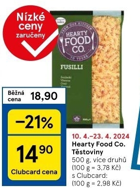 Těstoviny Hearty Food Co Tesco