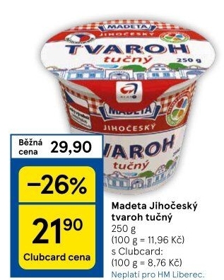 Tvaroh tučný Jihočeský Madeta