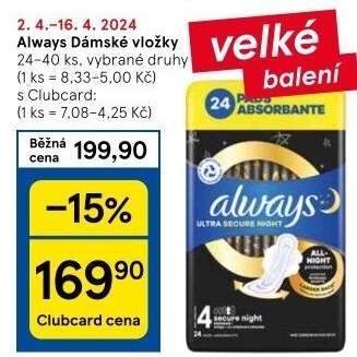 Vložky dámské Always