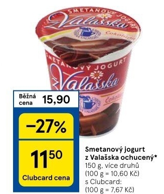 Jogurt smetanový ochucený z Valašska Mlékárna Valašské Meziříčí