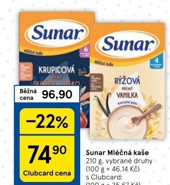 Kaše mléčná Sunar