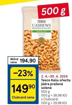 Kešu pražené Tesco