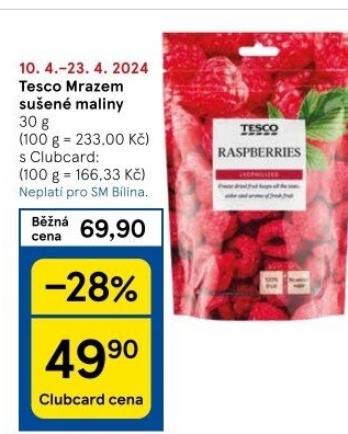 Mrazem sušené maliny Tesco