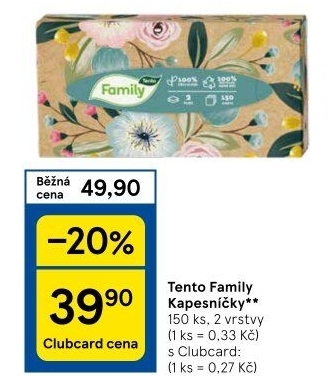 Papírové kapesníčky 2vrstvé Tento - box