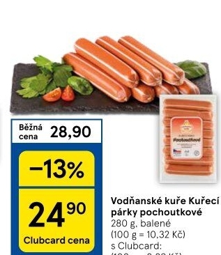 Párky kuřecí pochoutkové Vodňanské kuře
