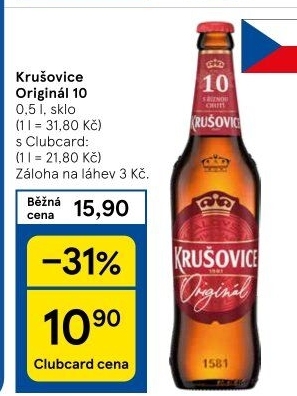 Pivo světlé výčepní Originál Královská 10° Krušovice