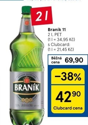 Pivo světlý ležák 11° Jedenáctka Braník