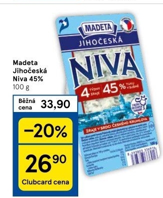 Sýr Niva Jihočeská 45% Madeta