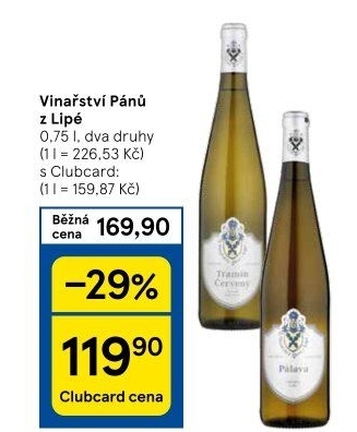 Vína Vinařství Pánů z Lipé