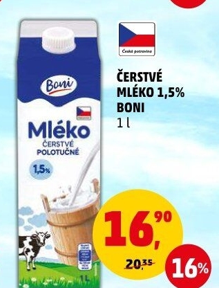 Mléko čerstvé Boni - 1,5% polotučné