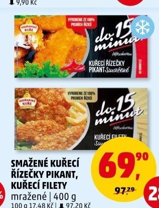 Řízečky kuřecí smažené mražené Pikant Vodňanské kuře