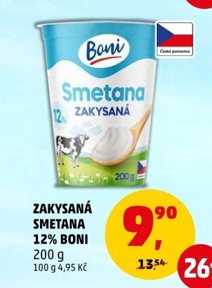 Smetana zakysaná Boni 12%