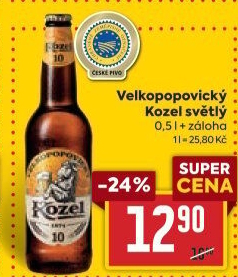 Pivo světlé výčepní 10°Velkopopovický Kozel