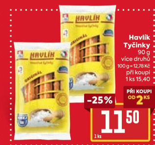 Tyčinky trvanlivé se sýrem a solí Havlík