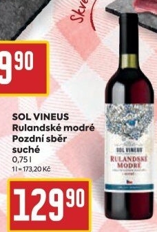 Víno Rulandské modré Sol Vineus - pozdní sběr