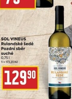 Víno Rulandské šedé Sol Vineus - pozdní sběr