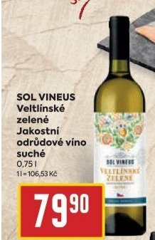 Víno Veltlínské zelené Sol Vineus