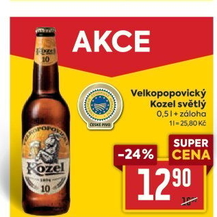 Pivo světlé výčepní 10°Velkopopovický Kozel