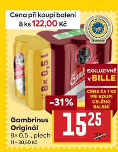 Pivo světlé výčepní Originál 10° Gambrinus
