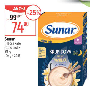 Kaše mléčná Dobrou noc Sunar